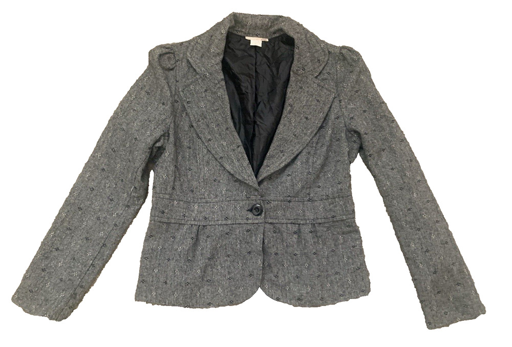 Edge Womens Tweed Blazer Size Large Grey wSparkles Office Academia Cottage Core
